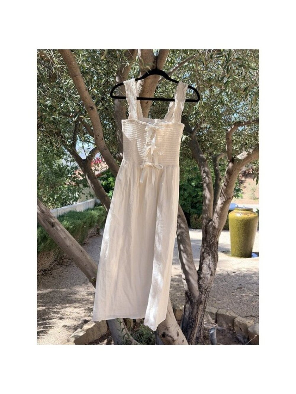 Reformation Cream Smocked Midi Dress - Size M